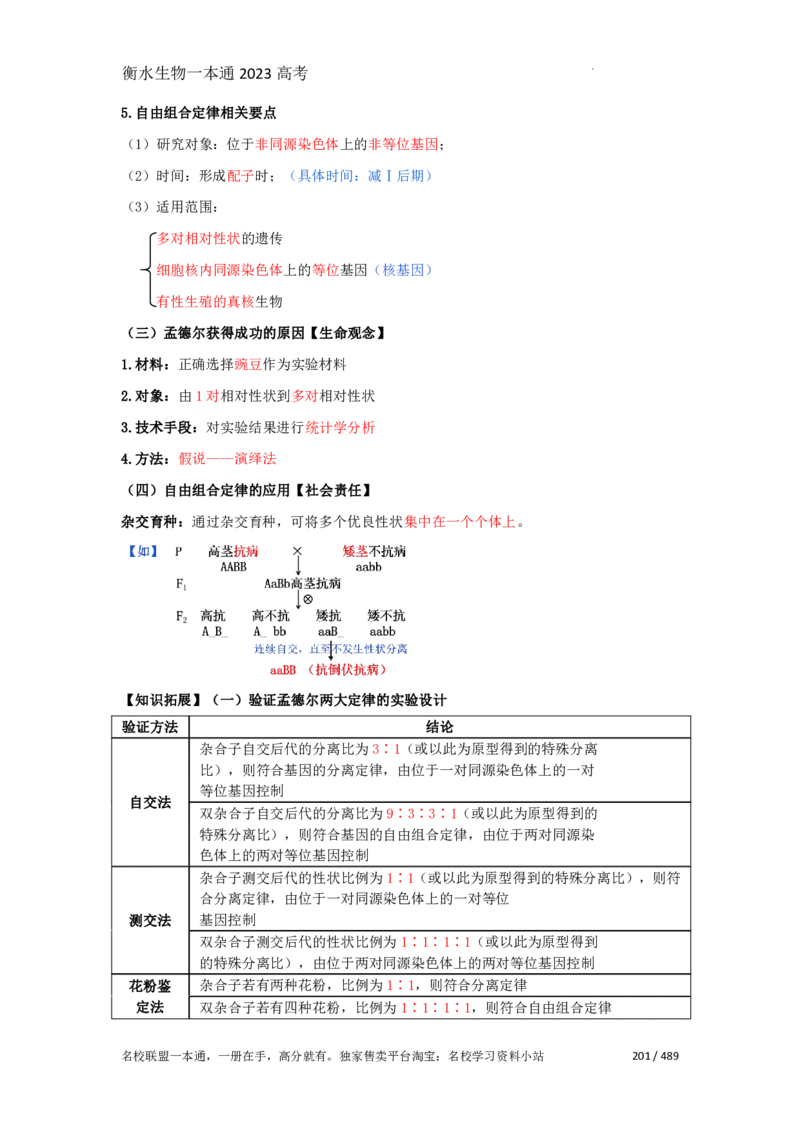 《衡水一本通》生物+PDF版含解析_高中九科知识点归纳。_《高中知识点汇编》_全科《衡水一本通》