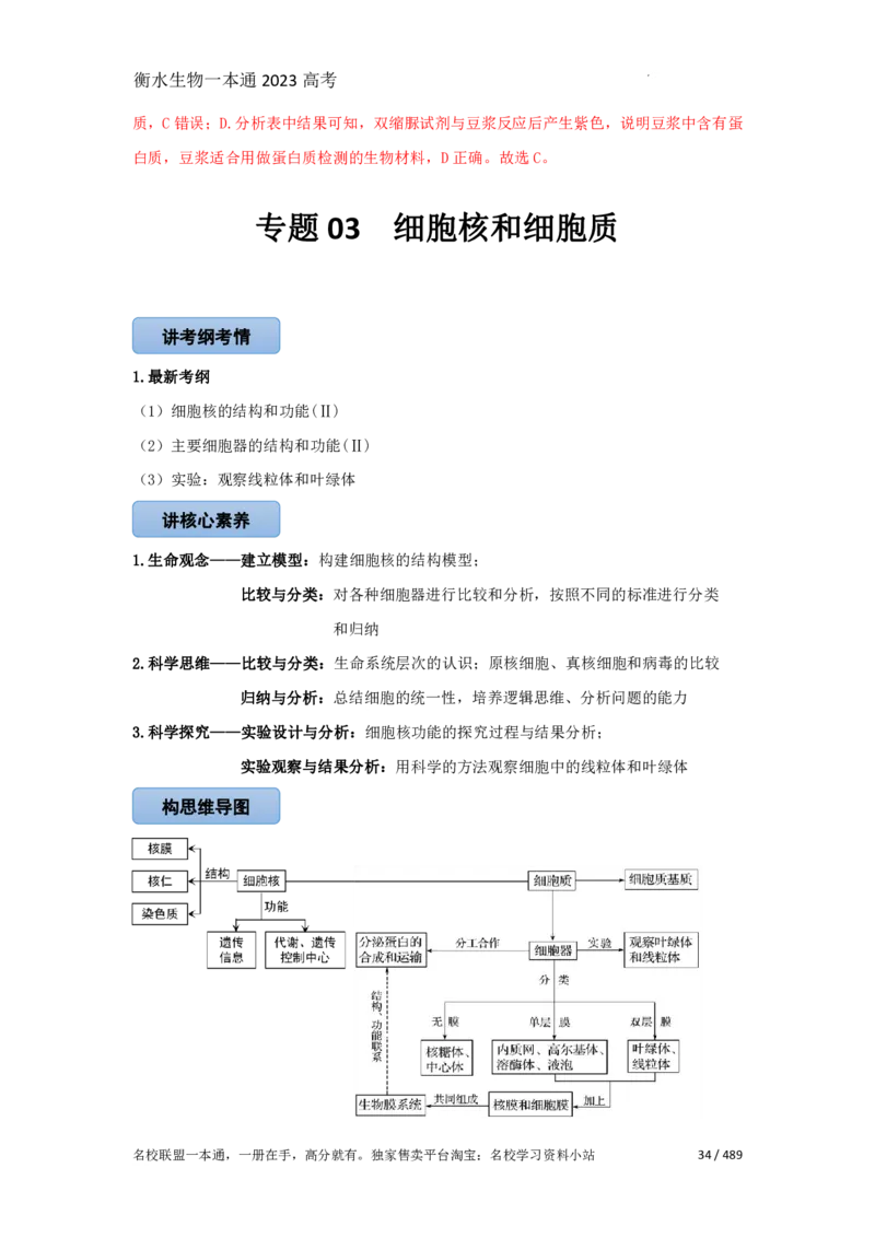 《衡水一本通》生物+PDF版含解析_高中九科知识点归纳。_《高中知识点汇编》_全科《衡水一本通》