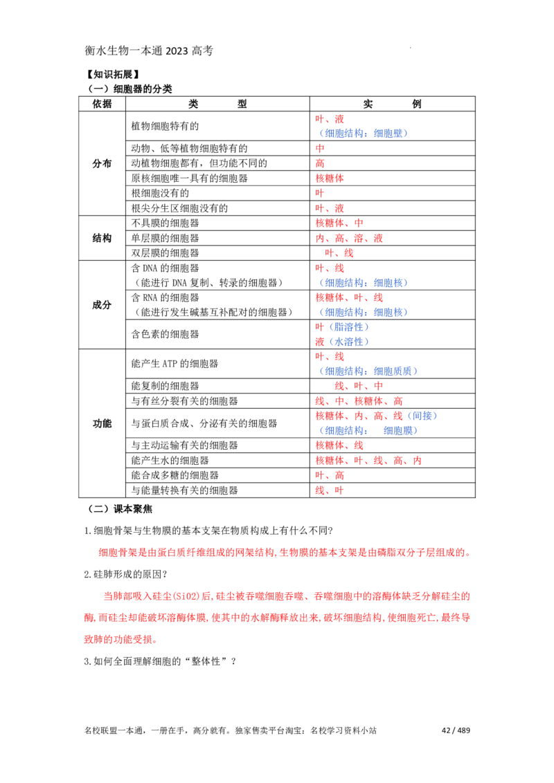《衡水一本通》生物+PDF版含解析_高中九科知识点归纳。_《高中知识点汇编》_全科《衡水一本通》