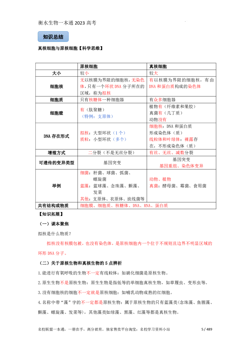 《衡水一本通》生物+PDF版含解析_高中九科知识点归纳。_《高中知识点汇编》_全科《衡水一本通》