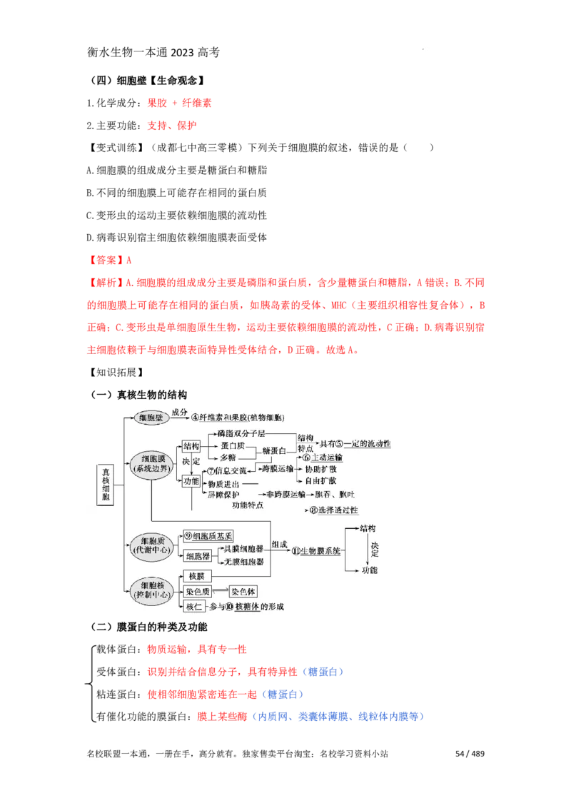 《衡水一本通》生物+PDF版含解析_高中九科知识点归纳。_《高中知识点汇编》_全科《衡水一本通》