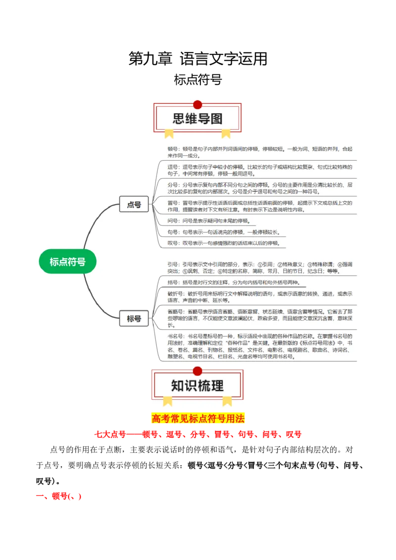 专题03：标点符号（解析版）-上好课2025年高考语文一轮复习知识清单_01高考语文_52025年新高考资料_一轮复习_2025年高考语文一轮复习知识清单_第九章语言文字运用