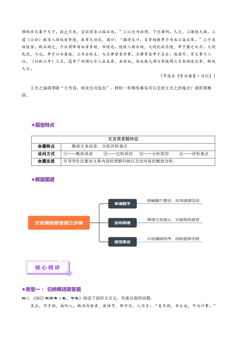 专题18文言简答题（讲义）（原卷版）_01高考语文_52025年新高考资料_二轮复习_01高考语文等多个文件_上好课2025年高考语文二轮复习讲练测（新高考通用）