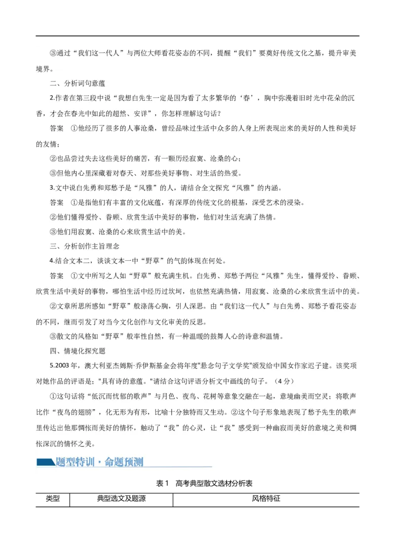 专题14探究散文的丰富意蕴（讲义）-2024年高考语文二轮复习讲练测（新教材新高考）_01高考语文_新高考复习资料_2024年新高考资料_二轮复习资料_配套讲义