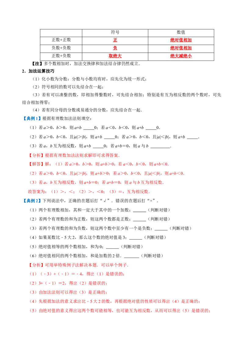 专题1.2有理数的运算全章知识典例详解（必考点分类集训）（人教版2024）（教师版）_初中数学_七年级数学上册（人教版）_考点分类必刷题-U181