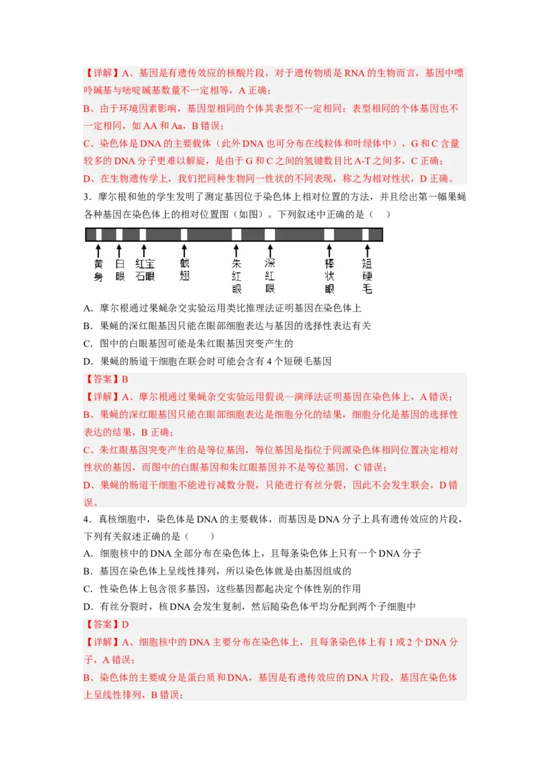 3.4基因通常是有遗传效应的DNA片段（解析版）_高中九科知识点归纳。_人教版高中Word电子版试卷练习试题知识点全科_高中生物试卷习题_生物必修_必修2_2、课后培优练
