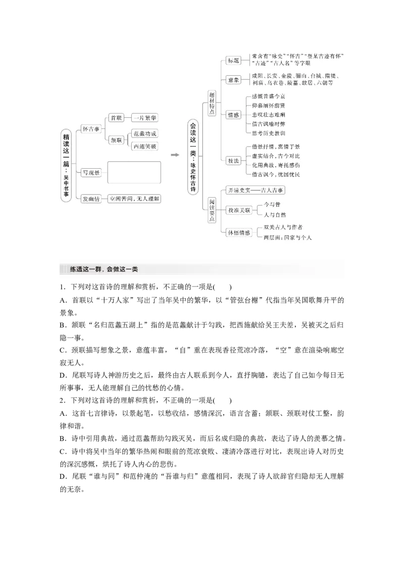 板块六　学案64　精准辨析选择题&mdash;&mdash;聚焦诗意，洞悉陷阱_01高考语文_5.22025年新高考资料_2025新高考一轮复习语文_2025语文大一轮复习讲义学生用书Word版文档_大一轮复习讲义