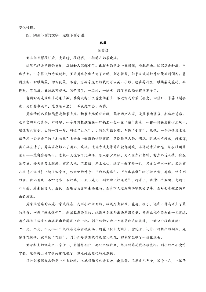 专题08小说形象的理解与分析（练习）-2024年高考语文二轮复习讲练测（新教材新高考）（原卷版）_01高考语文_新高考复习资料_2024年新高考资料_二轮复习资料_配套练习