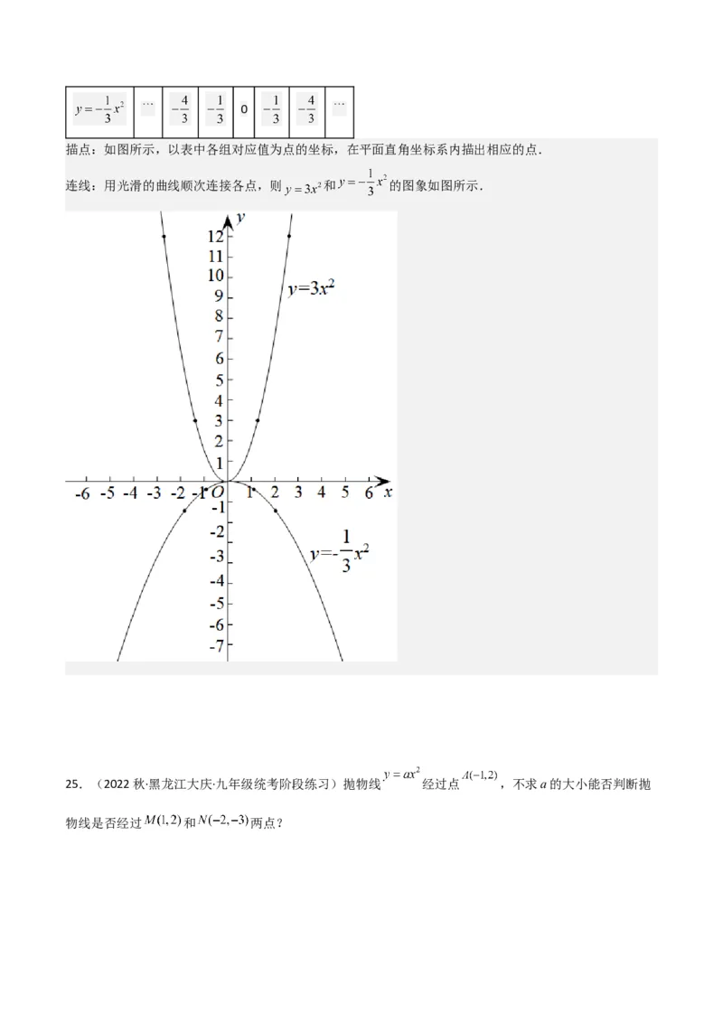 专题08二次函数y=ax&sup2;的图象和性质（2个知识点11种题型1个易错考点2个中考考法）（学生版）_初中数学_九年级数学上册（人教版）_常见题型通关讲解练-V3_2024版