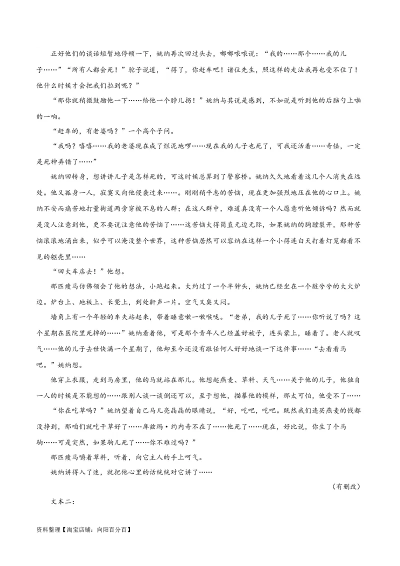 专题09读懂小说的环境（练习）-2024年高考语文二轮复习讲练测（新教材新高考）(解析版)_01高考语文_新高考复习资料_2024年新高考资料_二轮复习资料_配套练习_教师版（含答案解析）