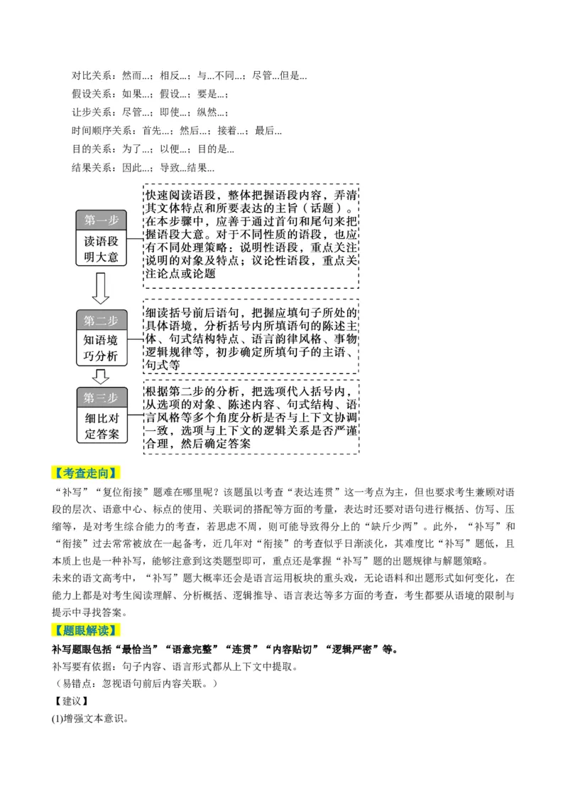 专题09补写和语句复位类语用题型分类（解析版）_01高考语文_52025年新高考资料_二轮复习_2025年高考语文二轮热点题型归纳与变式演练（新高考通用）339798018_题型突破