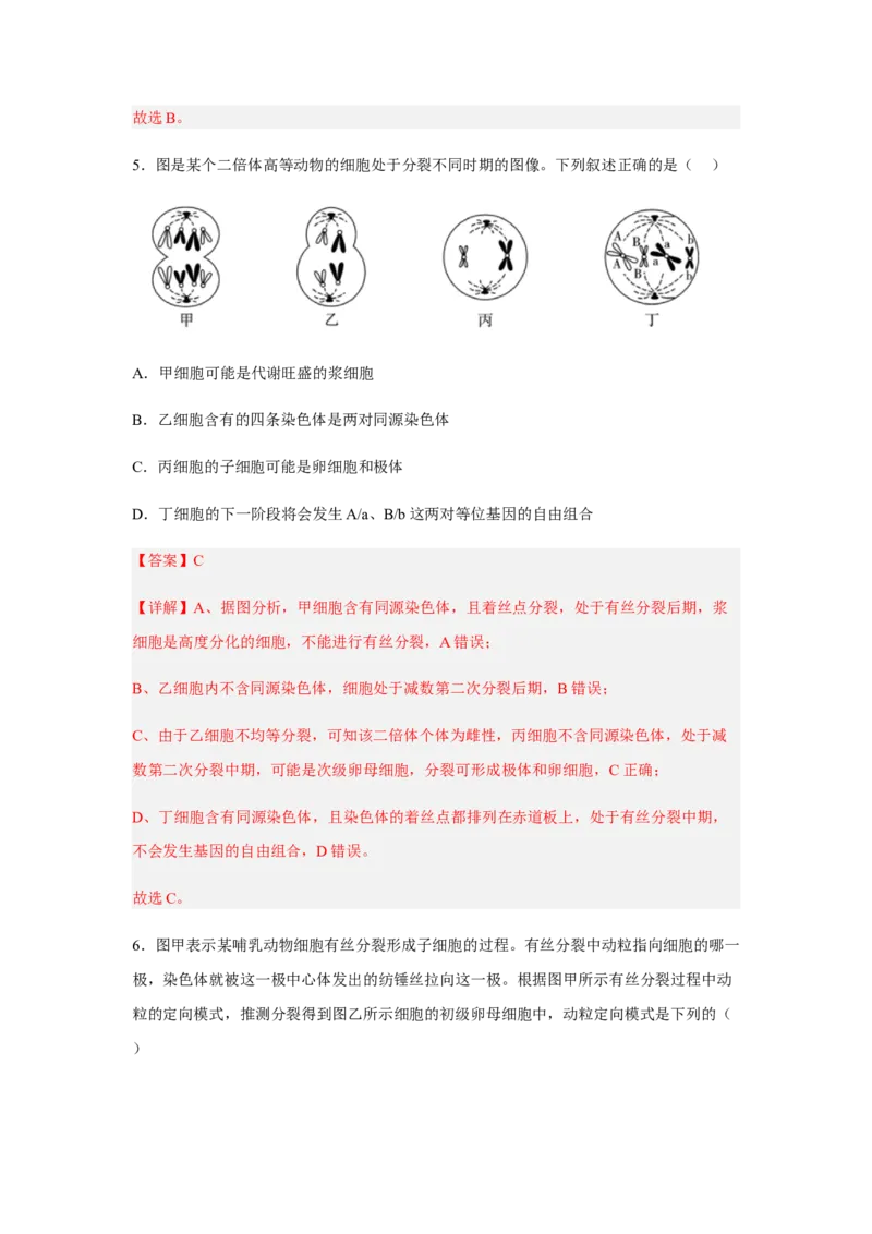 2.1减数分裂和受精作用（解析版）_高中九科知识点归纳。_人教版高中Word电子版试卷练习试题知识点全科_高中生物试卷习题_生物必修_必修2_人教版生物必修二同步练习（057份）