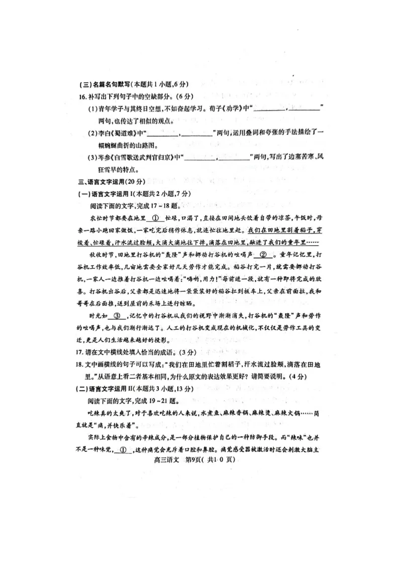 河南省洛阳市、平顶山市、许昌市、济源市联盟2022-2023学年高三第二次质量检测语文试题公众号：一枚试卷君_01高考语文_32023年新高考资料_3模拟题_老高考