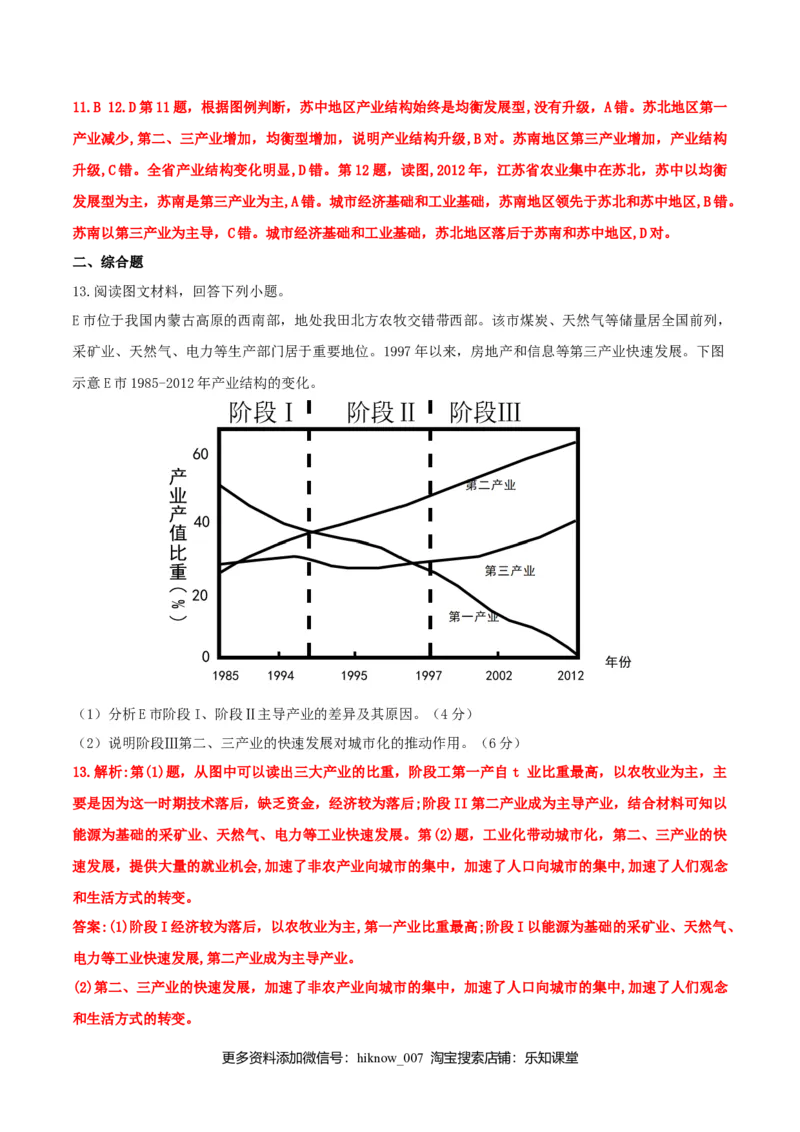 3.2地区产业结构变化（练习）（解析版）_高中九科知识点归纳。_人教版高中Word电子版试卷练习试题知识点全科_高中地理试卷习题_地理选修_选修2_人教版地理选修二同步练习（032份）
