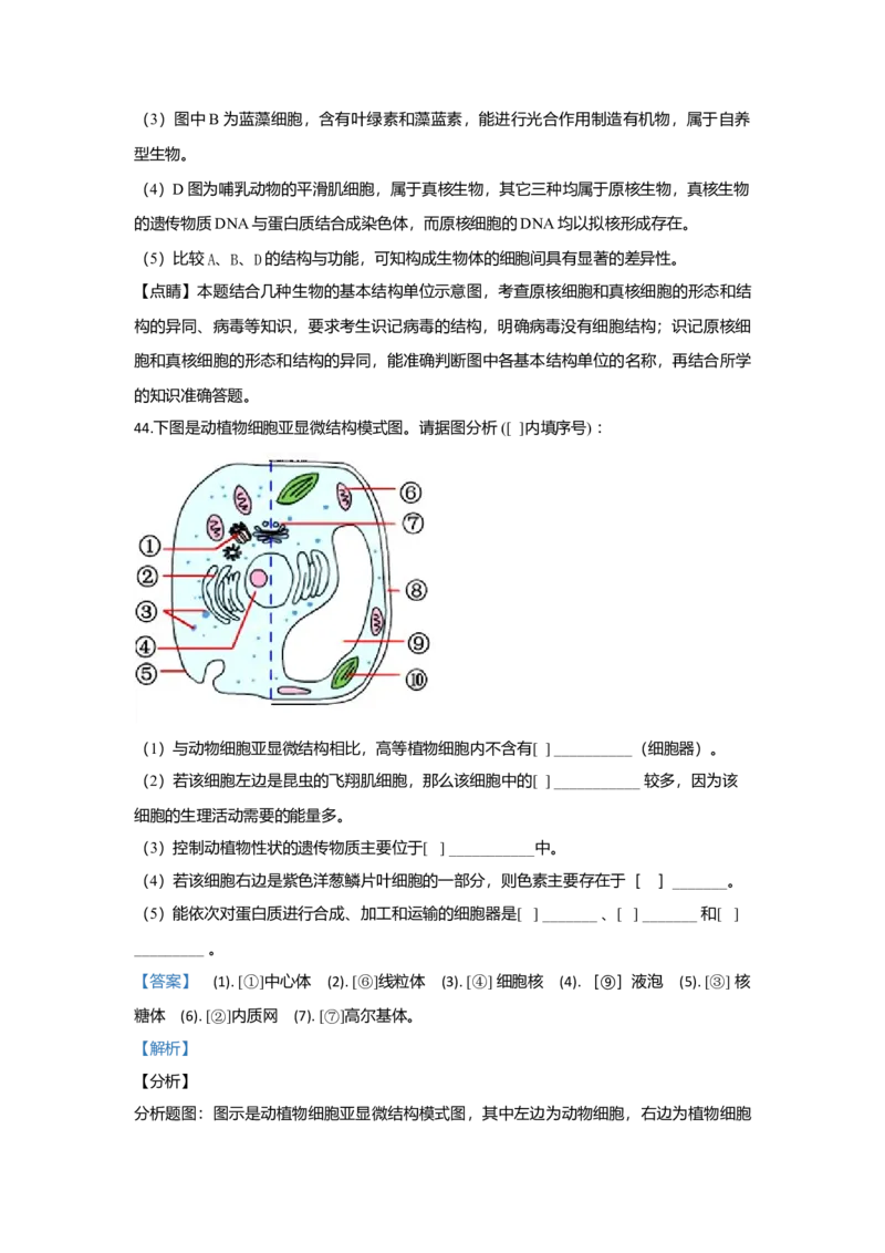 北京市二十二中高一上学期期中考试生物试题Word版含解析_高中九科知识点归纳。_人教版高中Word电子版试卷练习试题知识点全科_高中生物试卷习题_生物必修_必修1