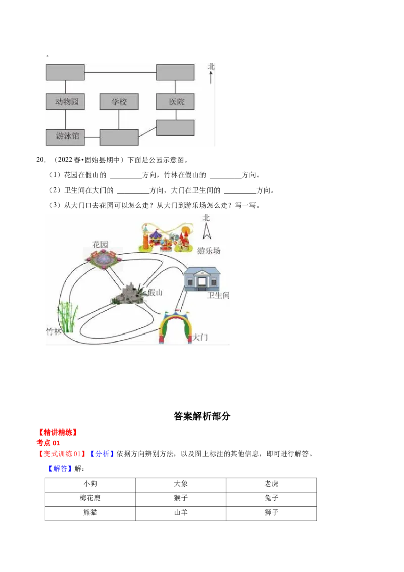第三单元认识方向（知识清单)-（苏教版）_二年级数学下册（苏教版）_第四套_单元知识复习专项-K49_2024版