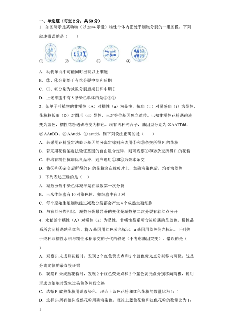 3月份检测卷02（提升练）（原卷版）_高中九科知识点归纳。_人教版高中Word电子版试卷练习试题知识点全科_高中生物试卷习题_生物必修_必修2_人教版生物必修二同步练习（057份）