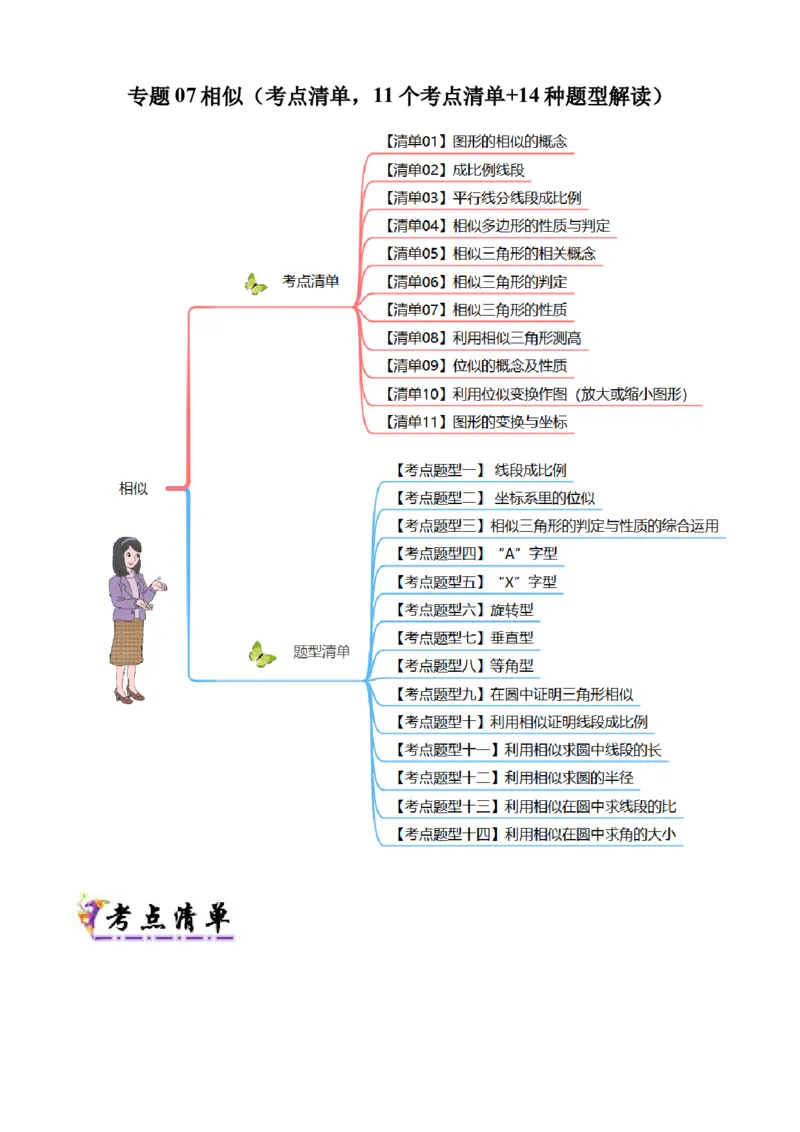 专题07相似（考点清单，11个考点清单+14种题型解读）（学生版）_初中数学_九年级数学上册（人教版）_期末专项复习-U276_2025版
