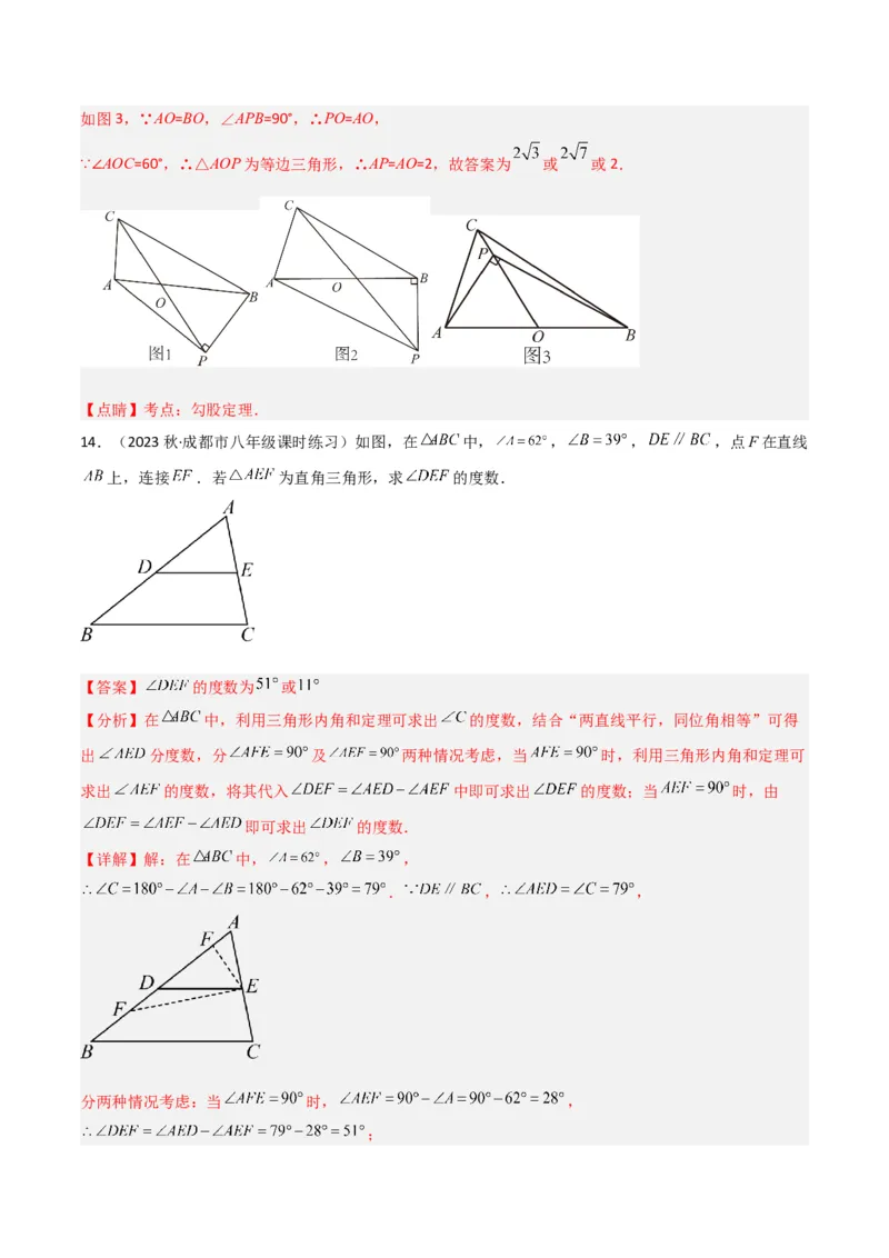 专题06直角三角形中的分类讨论模型（教师版）_初中数学_八年级数学下册（人教版）_常见几何模型全归纳-V13_2024版