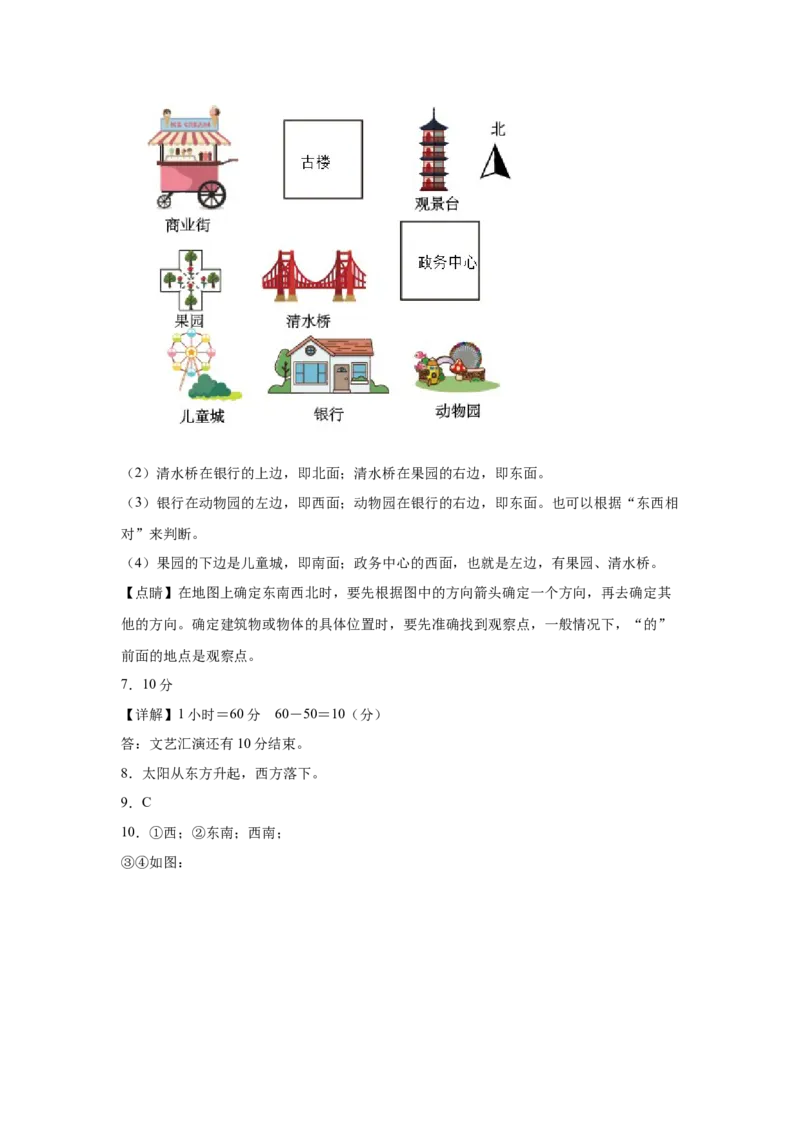 第三单元认识方向应用题（提高卷）二年级下册数学专项培优卷（苏教版）_二年级数学下册（苏教版）_第四套_专项练习