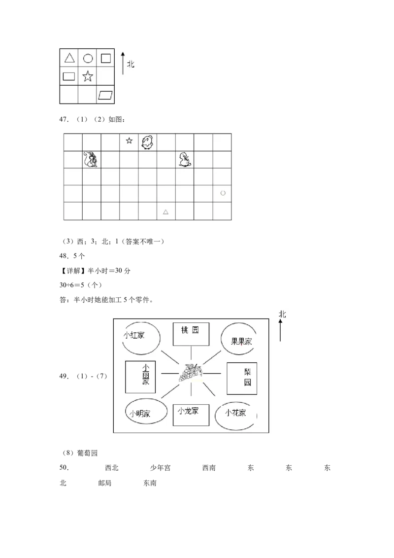 第三单元认识方向应用题（提高卷）二年级下册数学专项培优卷（苏教版）_二年级数学下册（苏教版）_第四套_专项练习