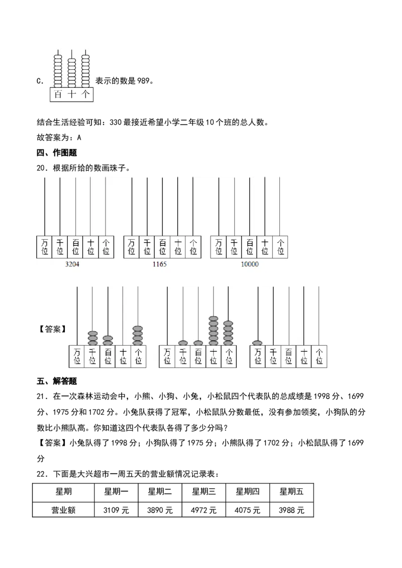 第四单元认识万以内的数（知识清单）-（教师版）（苏教版）_二年级数学下册（苏教版）_第四套_期末总复习-K159