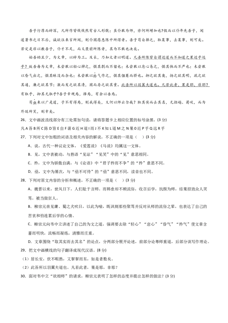 文言文阅读综合测试（解析版）-2024年高考语文二轮复习讲练测（新教材新高考）_01高考语文_4.22024年新高考资料_2.2024二轮复习_2024年高考语文二轮复习讲练测（新教材新高考）