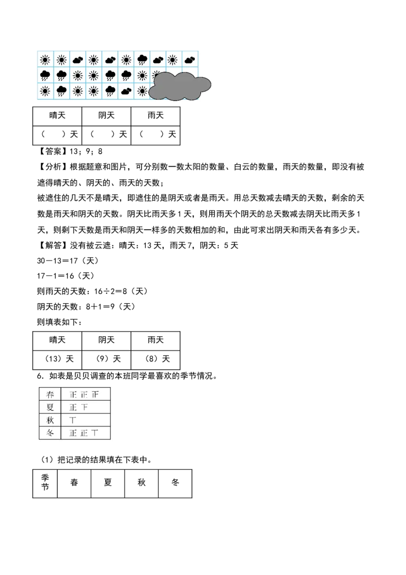 第八单元数据的收集和整理（一）（知识清单）（教师版）（苏教版）_二年级数学下册（苏教版）_第四套_期末总复习-K159