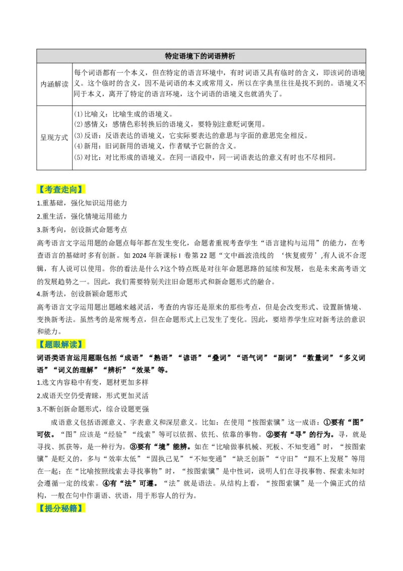 专题07词语类语言运用题型分类（解析版）_01高考语文_52025年新高考资料_二轮复习_2025年高考语文二轮热点题型归纳与变式演练（新高考通用）339798018_题型突破
