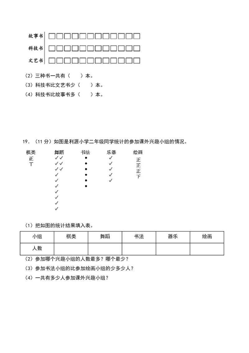 第八单元数据的收集和整理（一）（专项训练）（学生版）（苏教版）_二年级数学下册（苏教版）_第四套_期末总复习-K159