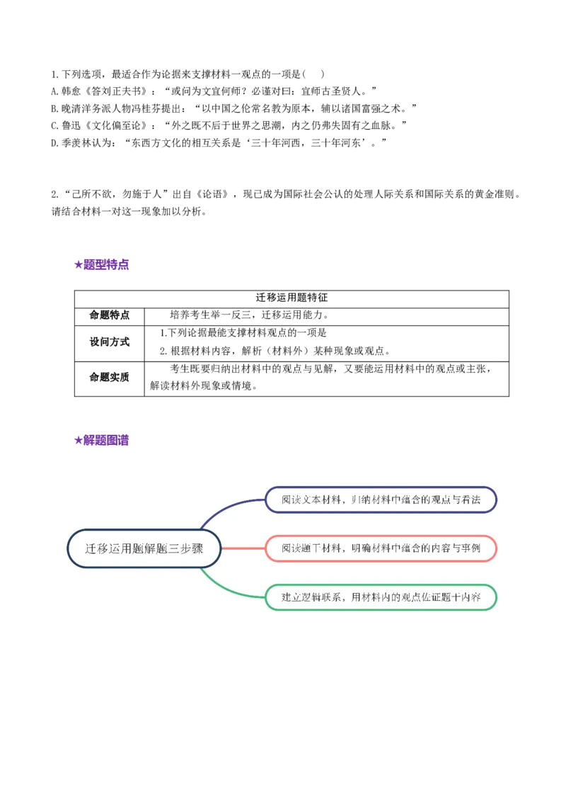 专题04迁移运用题（讲义）（原卷版）_01高考语文_52025年新高考资料_二轮复习_上好课2025年高考语文二轮复习讲练测（新高考通用）3379498