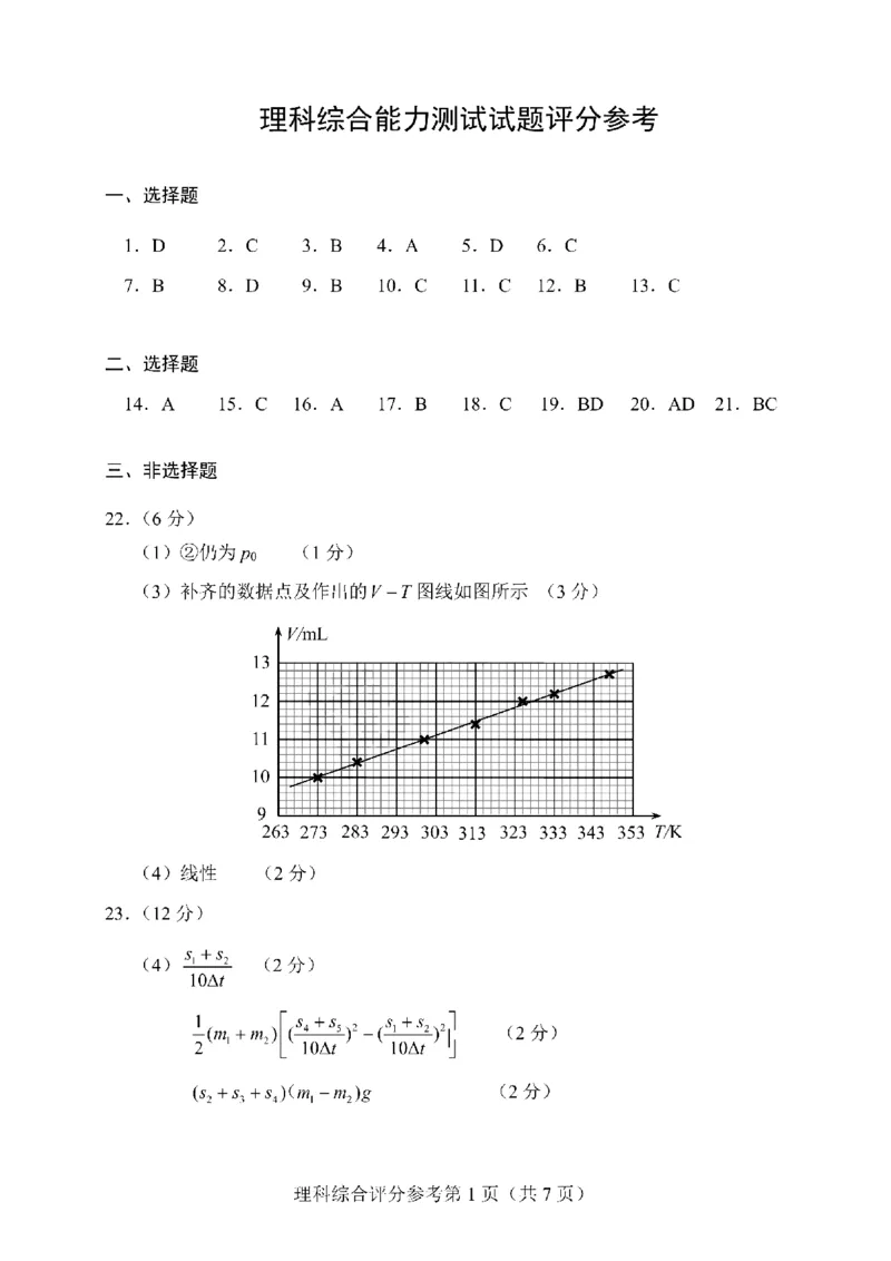 理综答案公众号：一枚试卷君_01高考语文_32023年新高考资料_3模拟题_老高考_四省联考试题+答案+答题卡（2月23-24日）_四省联考试题+答案（2月23-24日）_答案
