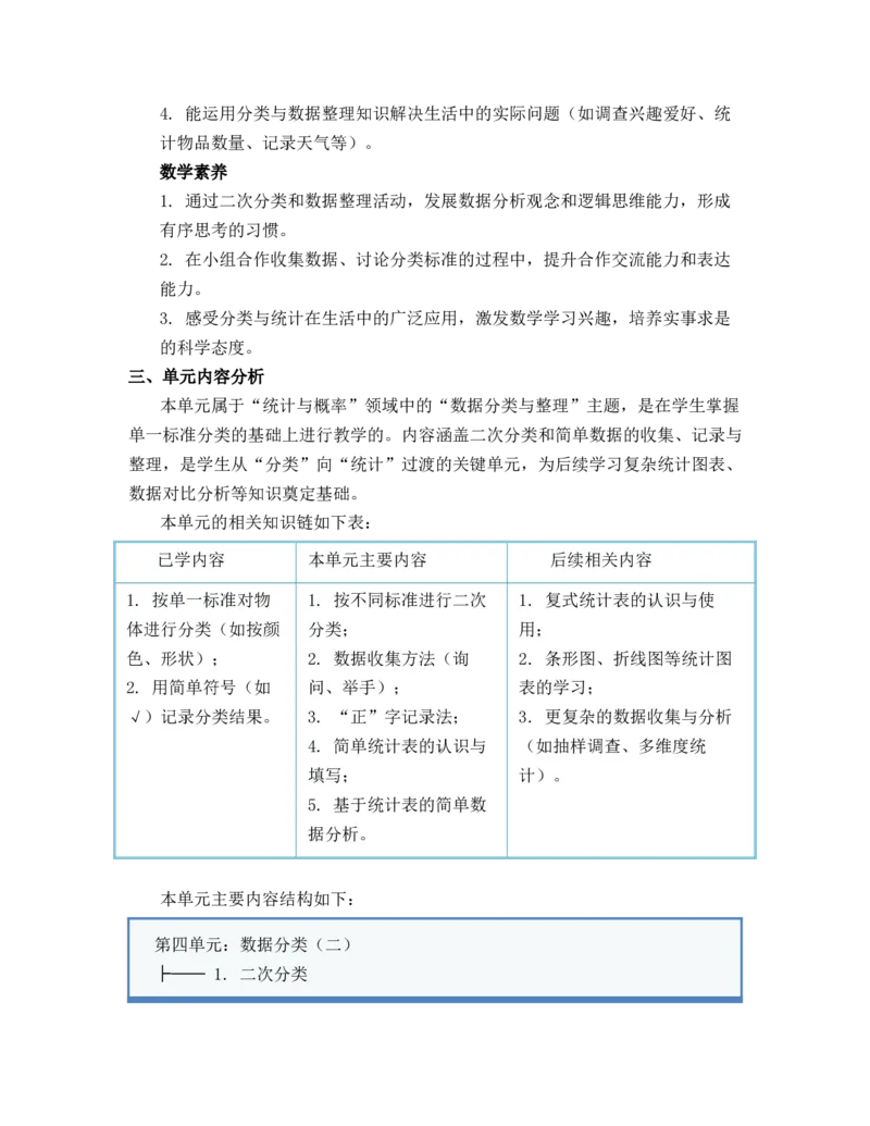 第四单元数据分类（二）（单元解读讲义）（新教材）_二年级数学下册（苏教版）_第四套_单元解读_新课标资料（看这里面）
