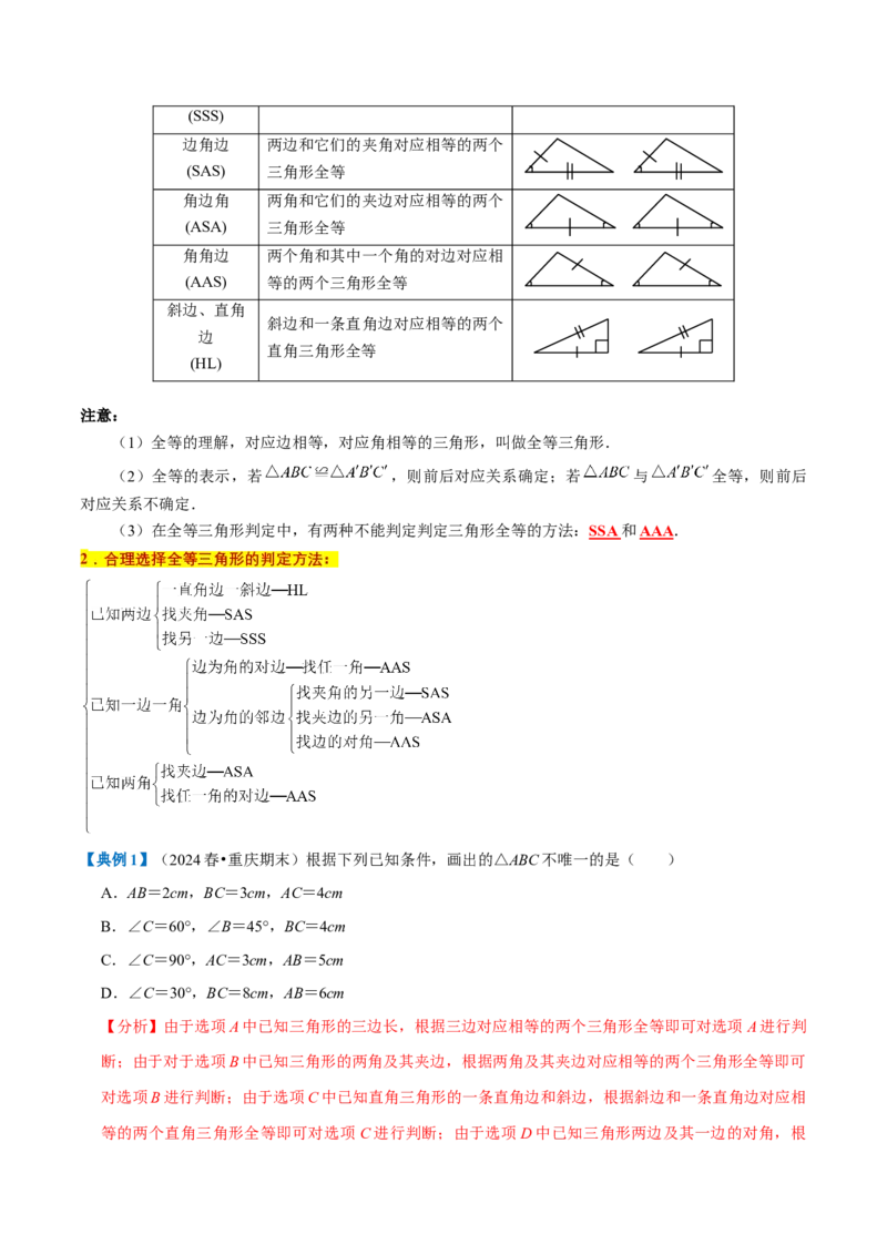 专题1.2全等三角形全章知识典例详解（必考点分类集训）（人教版）（教师版）_初中数学_八年级数学上册（人教版）_考点分类必刷题-U181