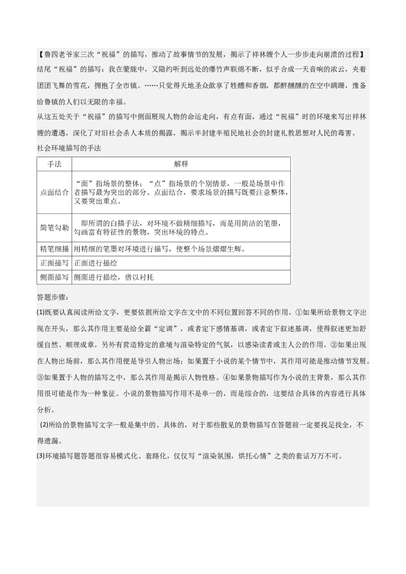 专题09读懂小说的环境（讲义）-2024年高考语文二轮复习讲练测（新教材新高考）_01高考语文_新高考复习资料_2024年新高考资料_二轮复习资料_配套讲义