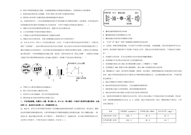 2022-2023学年高一生物上学期期末考前必刷卷02（人教版2019）（考试版）_高中九科知识点归纳。_人教版高中Word电子版试卷练习试题知识点全科_高中生物试卷习题_生物必修_必修1_1.模拟题