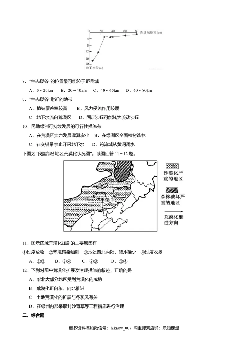2.2生态脆弱区的综合治理（练习）（原卷版）_高中九科知识点归纳。_人教版高中Word电子版试卷练习试题知识点全科_高中地理试卷习题_地理选修_选修2_同步练习（第二套）