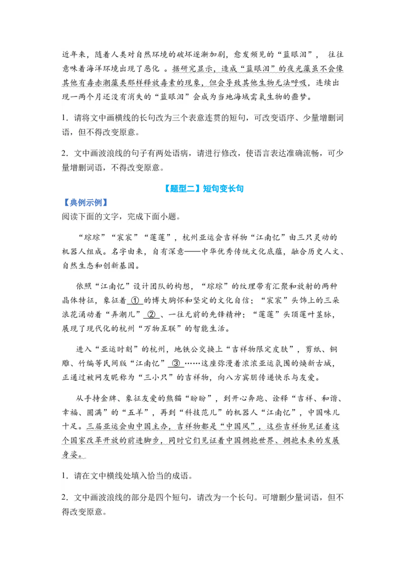 专题06句式变换题型归类-2024年高考语文二轮热点题型归纳与变式演练（新高考专用）（原卷版）_01高考语文_新高考复习资料_2024年新高考资料_二轮复习资料