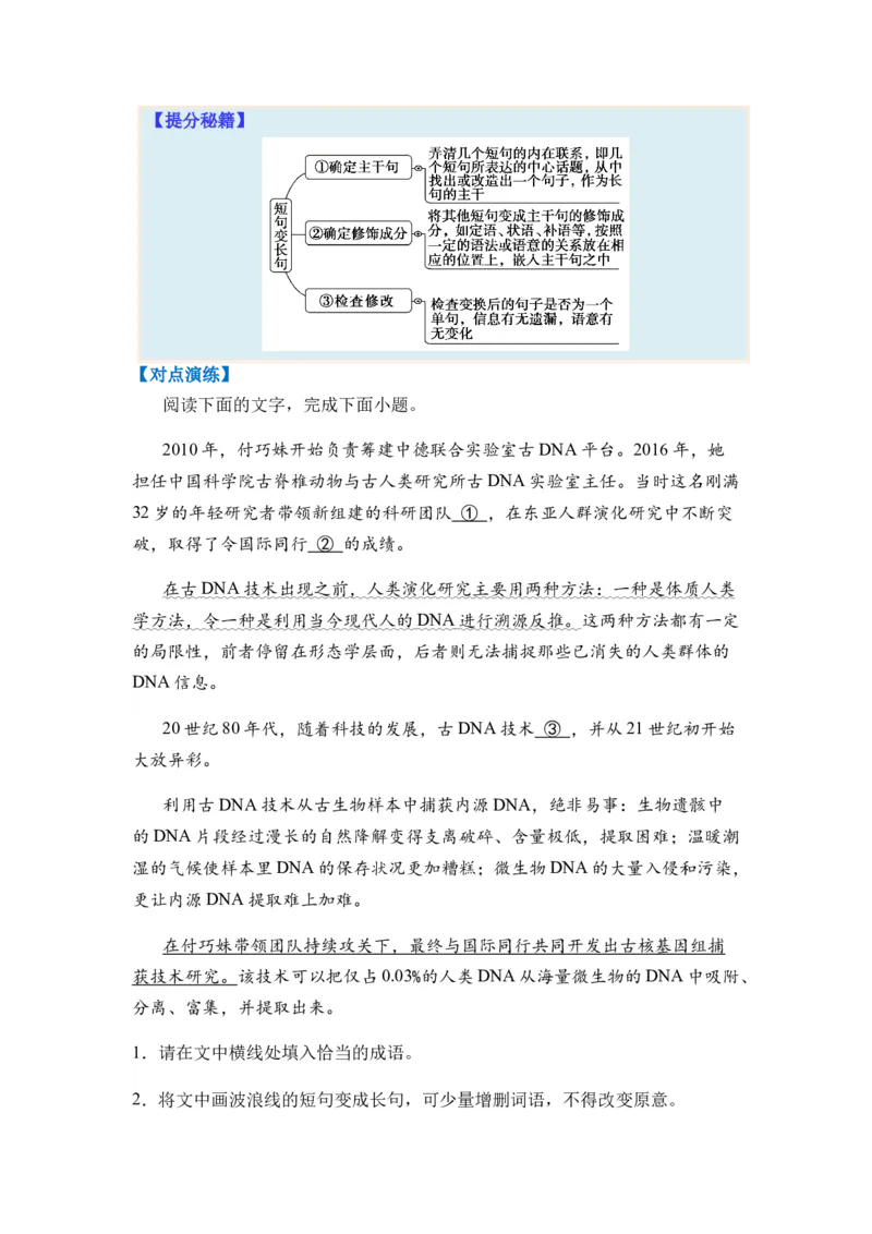 专题06句式变换题型归类-2024年高考语文二轮热点题型归纳与变式演练（新高考专用）（原卷版）_01高考语文_新高考复习资料_2024年新高考资料_二轮复习资料