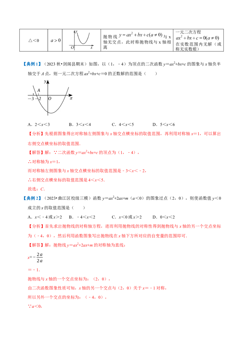 专题1.2二次函数全章知识典例详解（必考点分类集训）（人教版）（教师版）_初中数学_九年级数学上册（人教版）_考点分类必刷题-U181