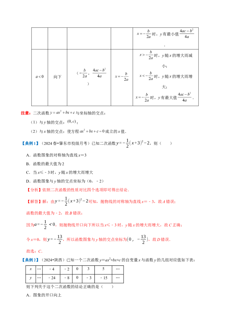 专题1.2二次函数全章知识典例详解（必考点分类集训）（人教版）（教师版）_初中数学_九年级数学上册（人教版）_考点分类必刷题-U181