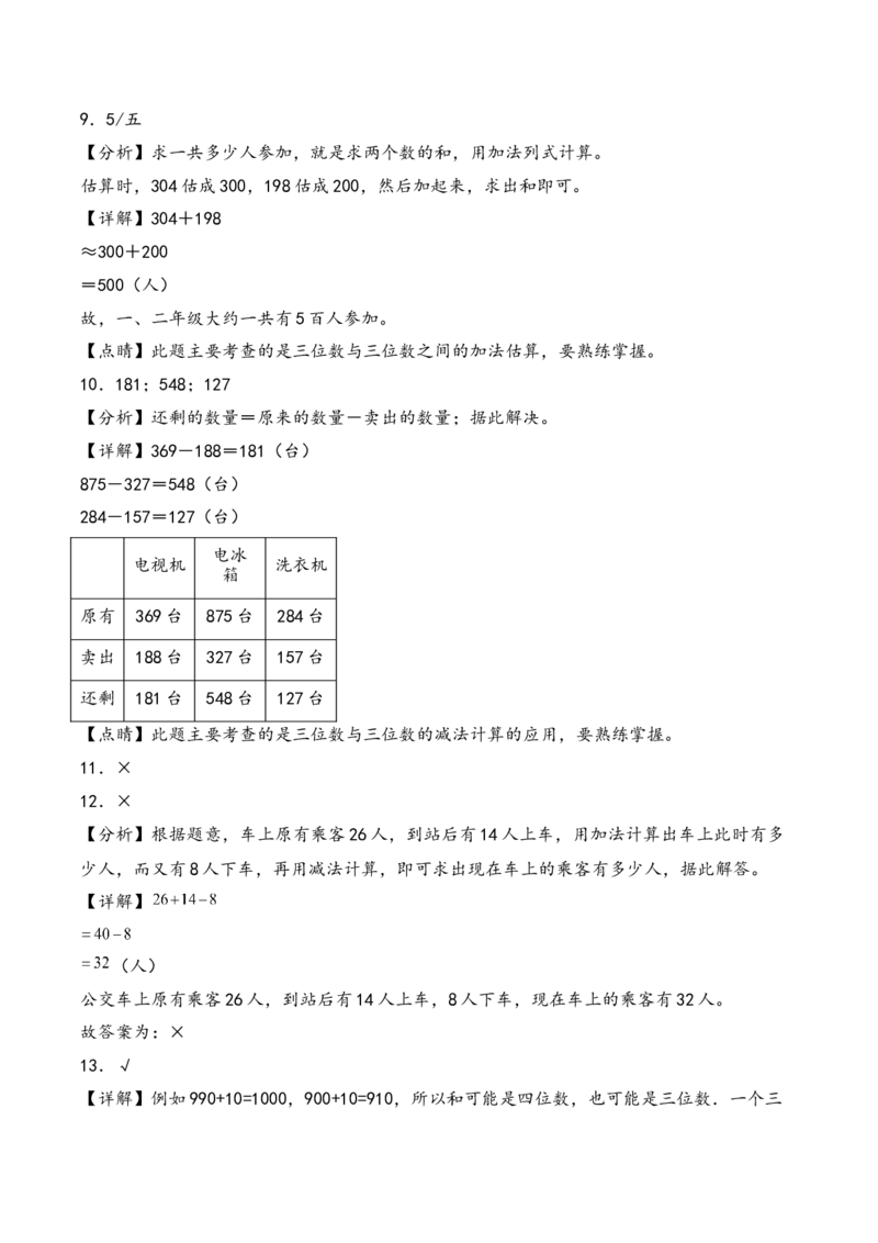 第六单元两、三位数的加法和减法（知识清单）-二年级数学下册（苏教版）_二年级数学下册（苏教版）_第四套_知识总结