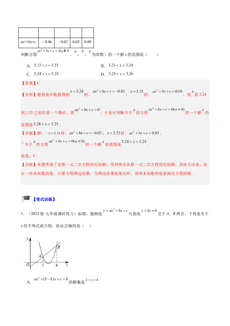 专题08二次函数与一元二次方程重难点题型专训（六大题型）（教师版）_初中数学_九年级数学上册（人教版）_重难点专题提升-V7_2024版