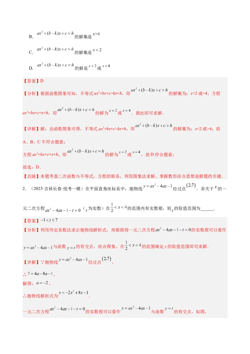 专题08二次函数与一元二次方程重难点题型专训（六大题型）（教师版）_初中数学_九年级数学上册（人教版）_重难点专题提升-V7_2024版