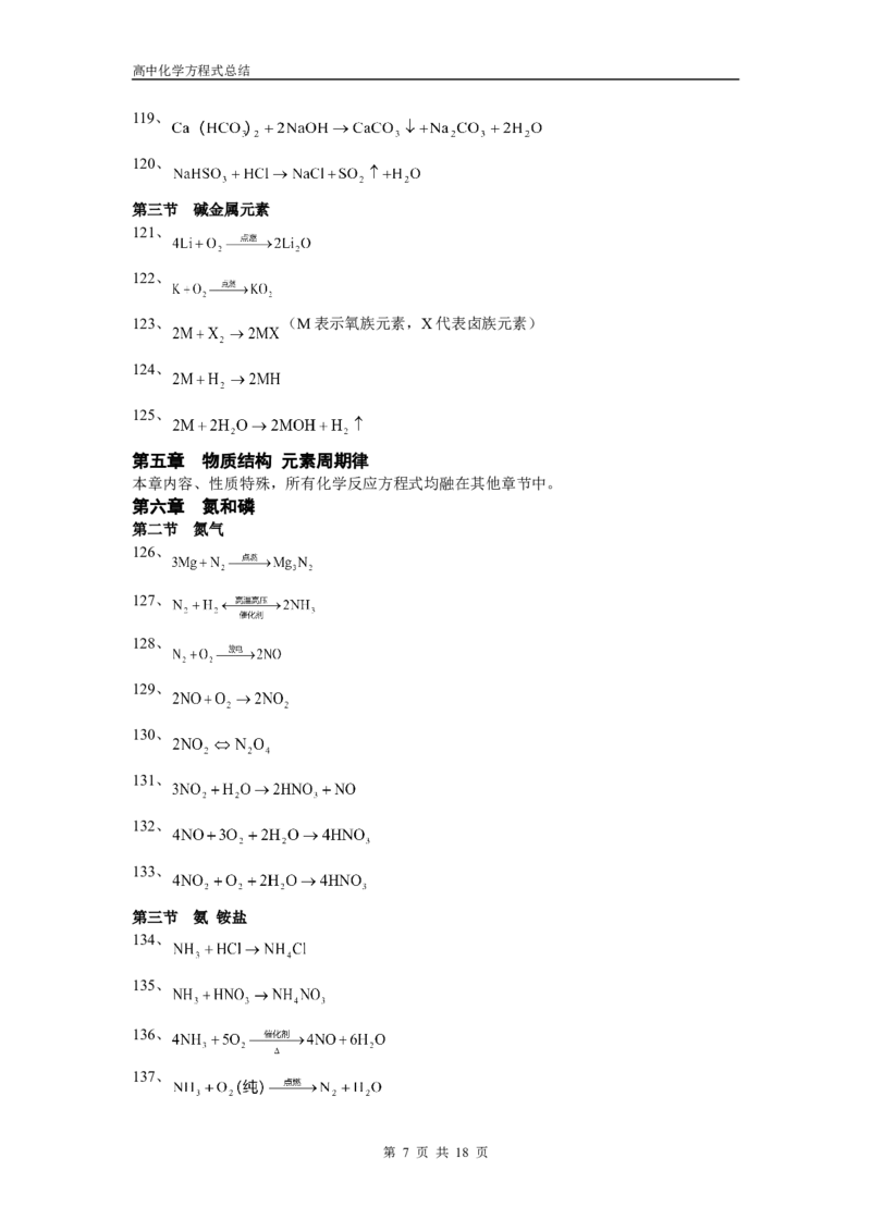 化学_高考化学方程式大全_18页_高中九科知识点归纳。_化学