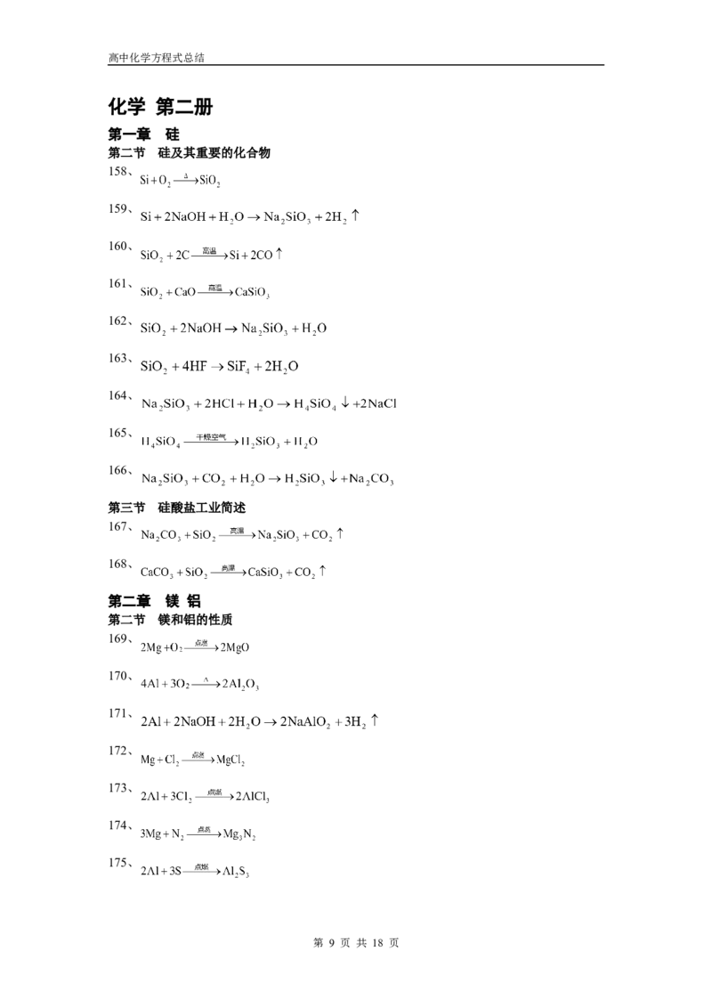 化学_高考化学方程式大全_18页_高中九科知识点归纳。_化学