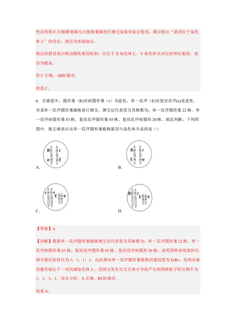 2.2基因在染色体上（解析版）_高中九科知识点归纳。_人教版高中Word电子版试卷练习试题知识点全科_高中生物试卷习题_生物必修_必修2_人教版生物必修二同步练习（057份）