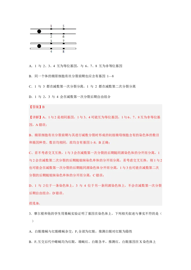2.2基因在染色体上（解析版）_高中九科知识点归纳。_人教版高中Word电子版试卷练习试题知识点全科_高中生物试卷习题_生物必修_必修2_人教版生物必修二同步练习（057份）