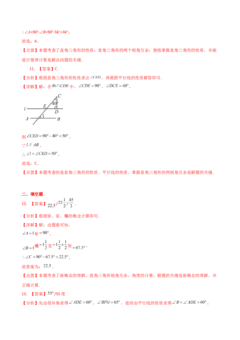 专题11.12与三角形有关的角（直通中考）-（人教版）_初中数学_八年级数学上册（人教版）_专题突破练习-V4_2024版