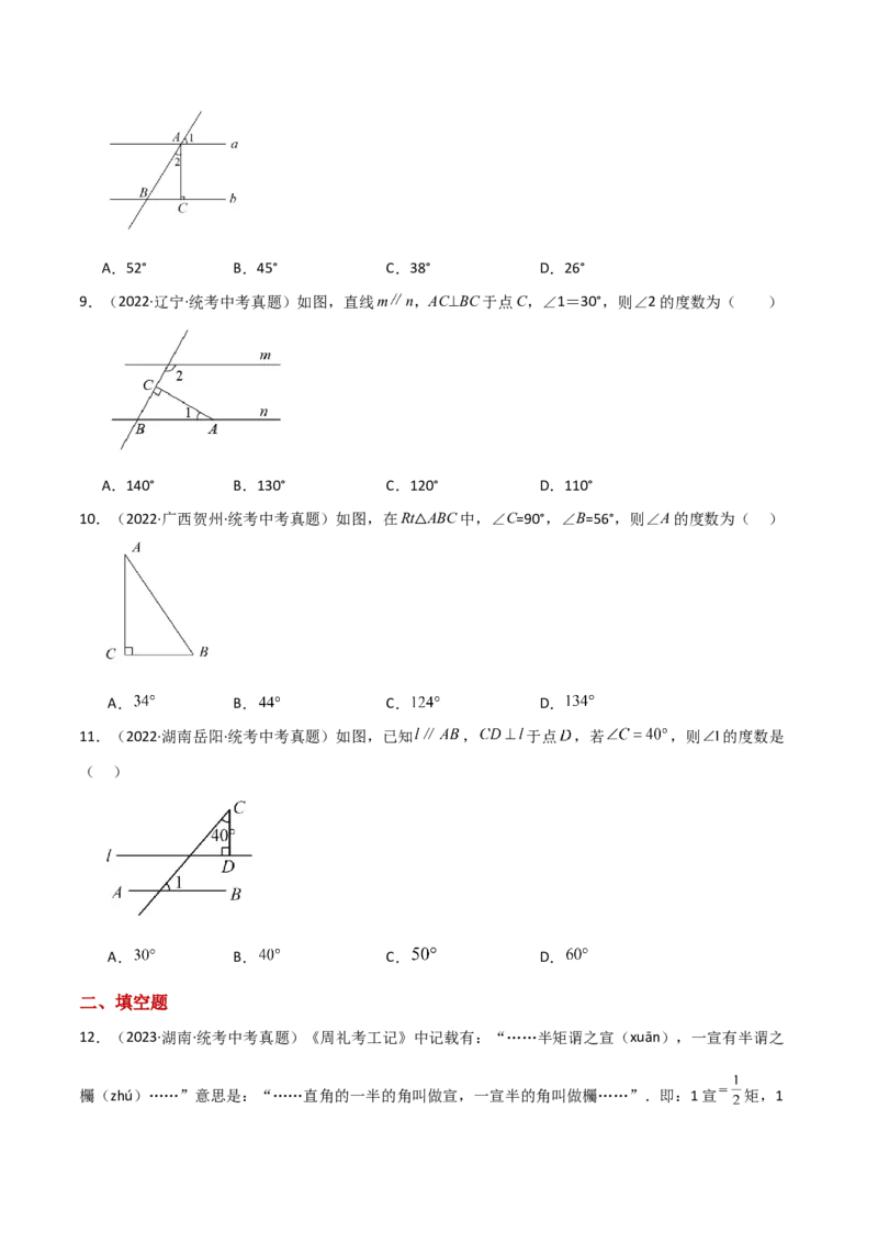 专题11.12与三角形有关的角（直通中考）-（人教版）_初中数学_八年级数学上册（人教版）_专题突破练习-V4_2024版